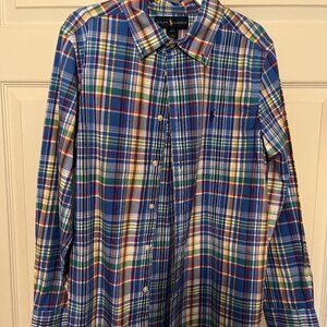 Boys Plaid Ralph Lauren Button Down Shirt Size 14-16